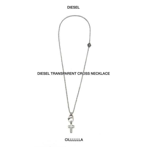 DIESEL 디젤 투명 크로스 십자가 목걸이