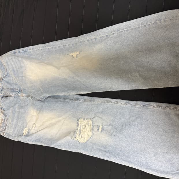 WIDE FLARED JUNKY DENIM PANTS (LIGHT BLU