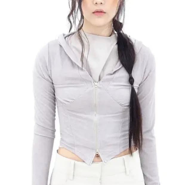 샵페어리 bustier line hoodie 셔링 후드