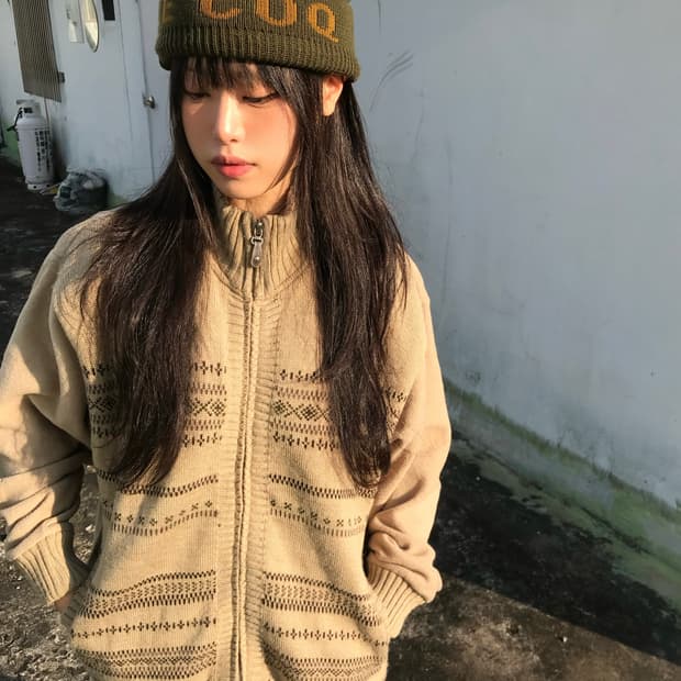 노르딕 니트 플리스 집업