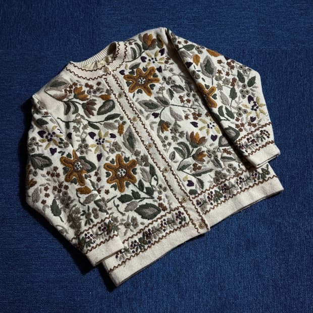 모리걸 플라워 니트 자켓