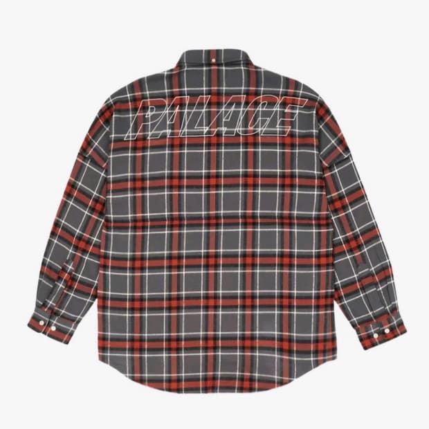 [L] 팔라스 플란넬 드롭 숄더 셔츠 그레이 새상품 palace