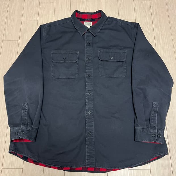 엘엘빈 블랙 셔츠 자켓 플란넬 체크 안감 XXL