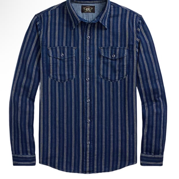 rrl 더블알엘 인디고 더플 페이스 셔츠 xl