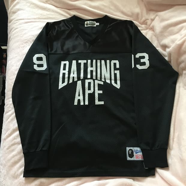 베이프 풋볼 져지 롱 슬리브 티셔츠