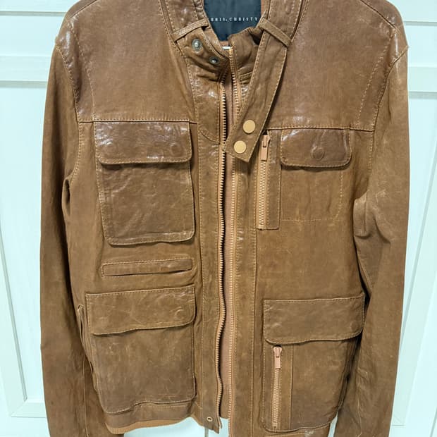 크리스크리스티 브라운 양가죽 자켓