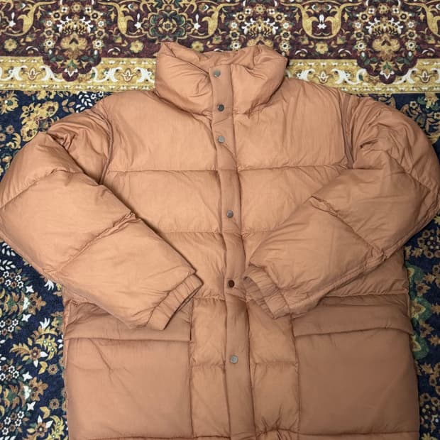 플랙 패딩 점퍼 베이지 오렌지