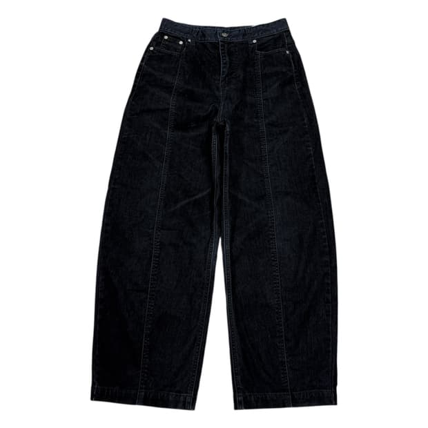 OY 오와이 벨벳 데님 와이드 스티치 볼륨팬츠