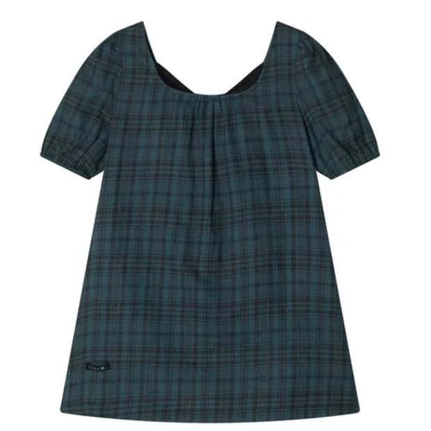 콜로신스 블랙 타이 블라우스 틸 체크