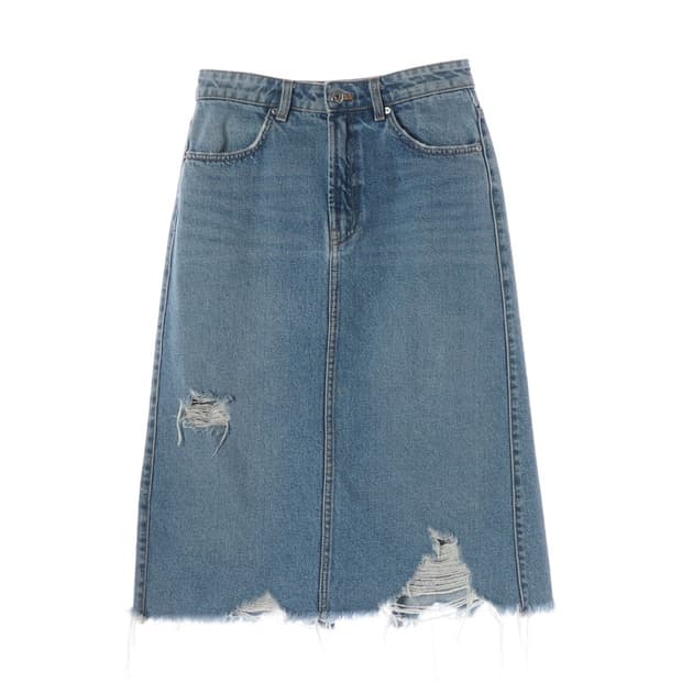 ZARA 빈티지 데미지 연청 데님 스커트 S