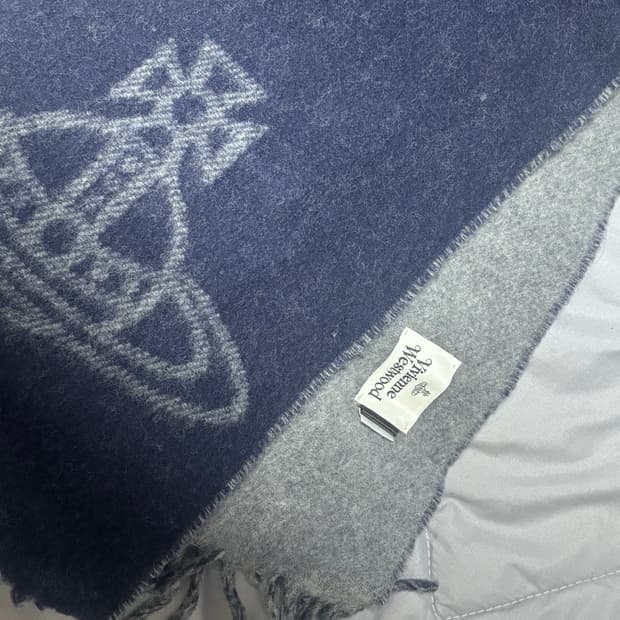 비비안웨스트우드 더블로고 목도리 머플러 네이비 그레이