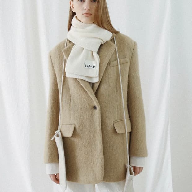 르바 헤어리 알파카 블랜디드 싱글자켓 베이지
