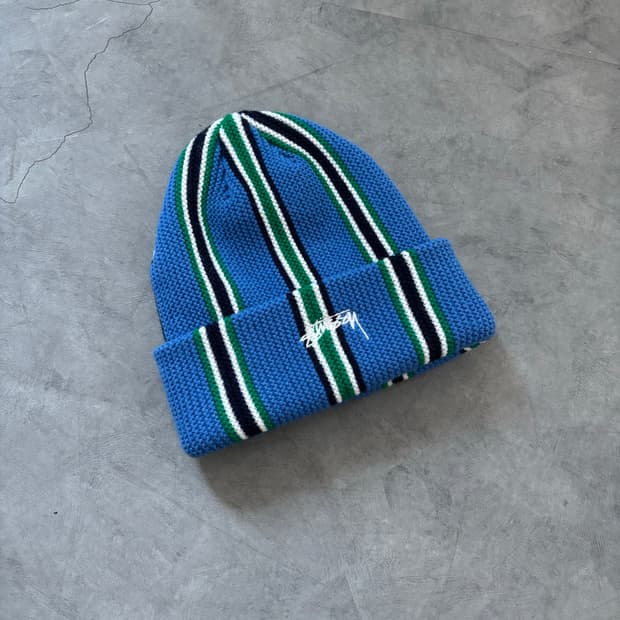 Stussy 스투시 버티컬 스트라이프 커프 비니