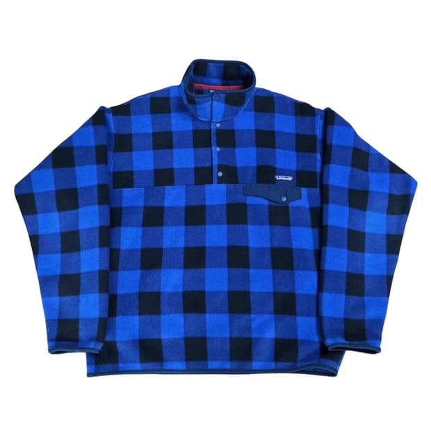 (L)파타고니아 블루 체크 신칠라 플리스 버팔로 패턴