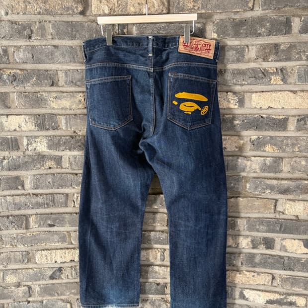 A Bathing Ape Embroidered Ape Logo Denim