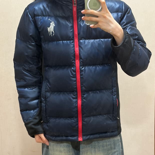 폴로 네이비 레드 폴리 덕다운 패딩 자켓