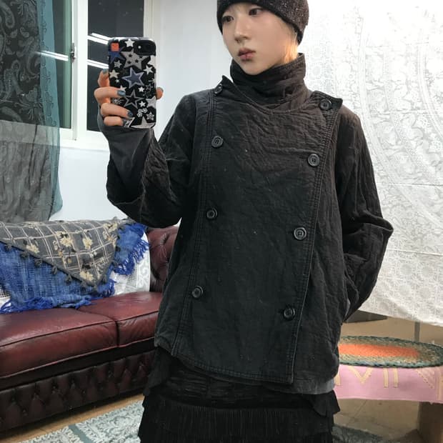 빈티지 더블버튼 7부 코튼자켓 