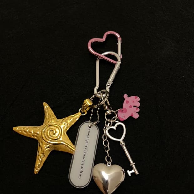 💖Pink Heart Star- 키치 핑크 하트 스타 참 키링