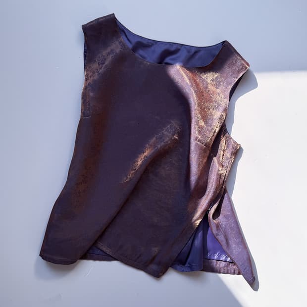 Pink Gold Glitter Purple Floral Top 0328