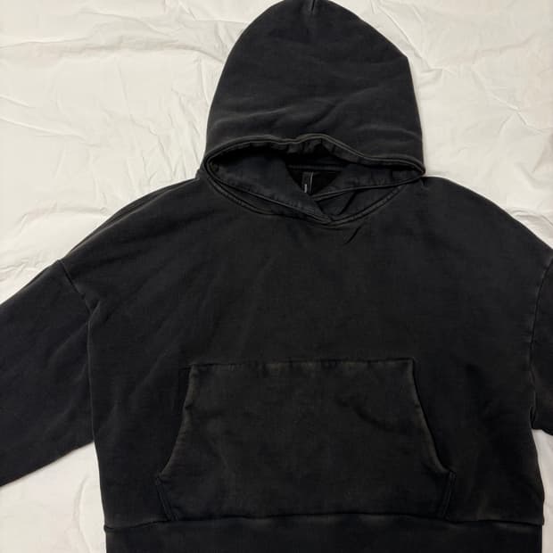 엔타이어 스튜디오 헤비후드 S 워시드 블랙