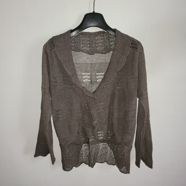 그레이브라운 그런지 프릴 가디건