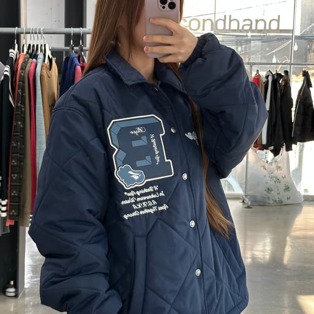 베이프 패치 퀼티드 코치자켓 점퍼