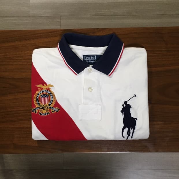폴로 빅포니 성조기 반팔 럭비티 화이트 (1)