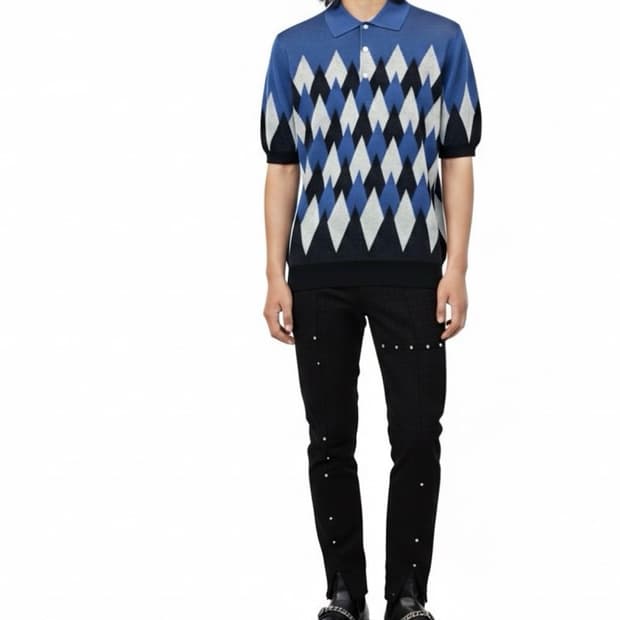Kurt argyle knit polo shirt
