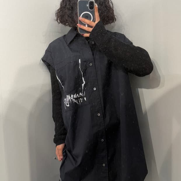 M 조던루카 스컬 데미지 민소매 셔츠 블랙