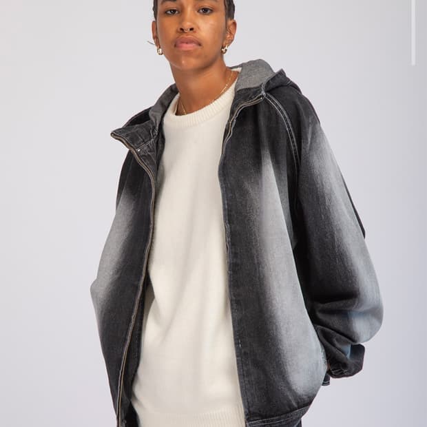 (새상품)위캔더스. 브러쉬 데님 후디 집업_M