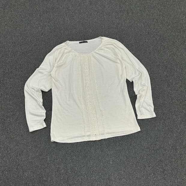 L)Japanese vintage 여성 레이스 디테일 블라우스 티셔츠