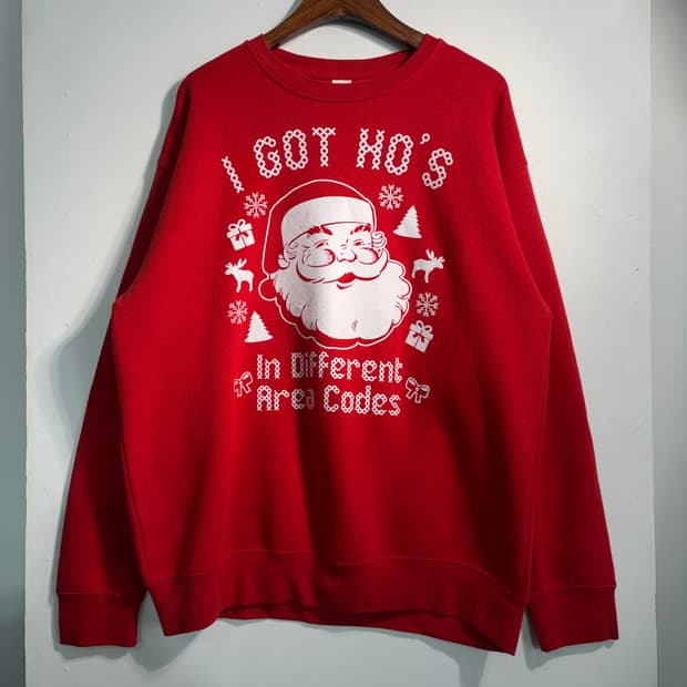 U.S.A. 크리스마스 어글리니트 스웻 셔츠 산타 L