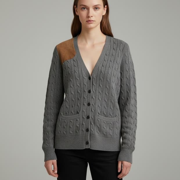 S/ 폴로랄프로렌 스웨이드 블랜딩 꽈배기 가디건