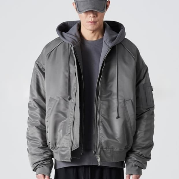 준지 129만 후드 마원 애쉬 그레이 MA-1