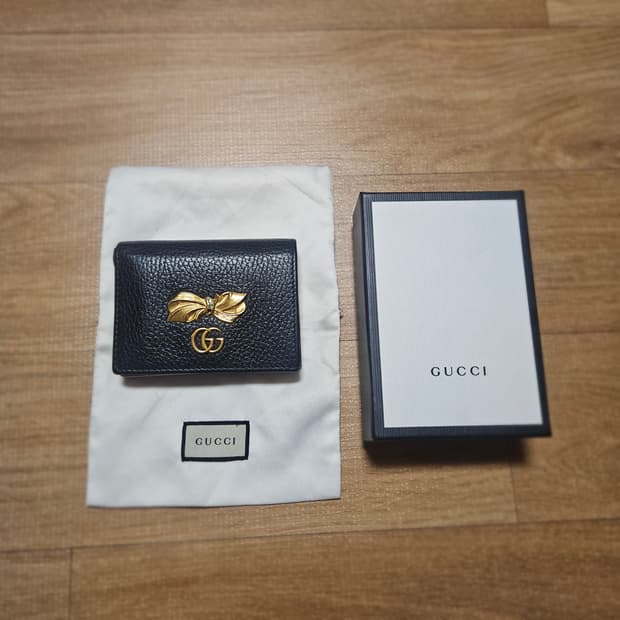 구찌 마몽 리본 보우 금장 반지갑