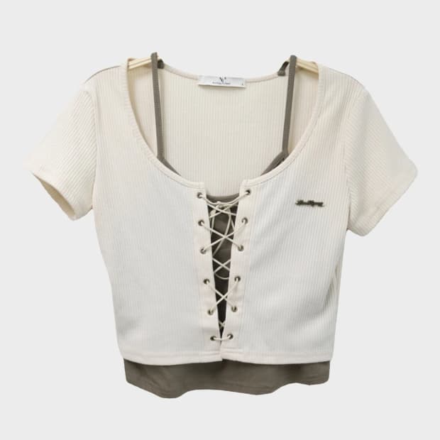 홀터넥 나시 가디건 반팔 티셔츠 66215