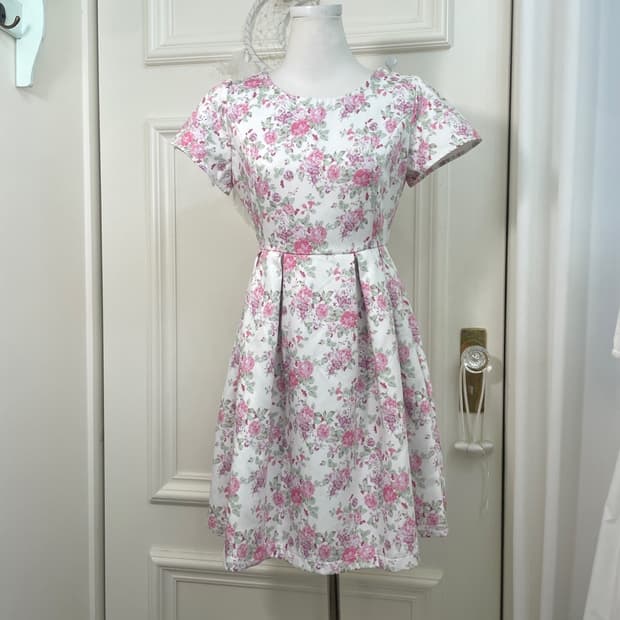 pink flower pleats midi opc