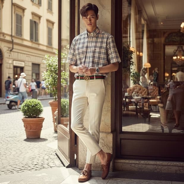 버버리 런던 빈티지 런던체크 반팔 셔츠 (Made in UK)