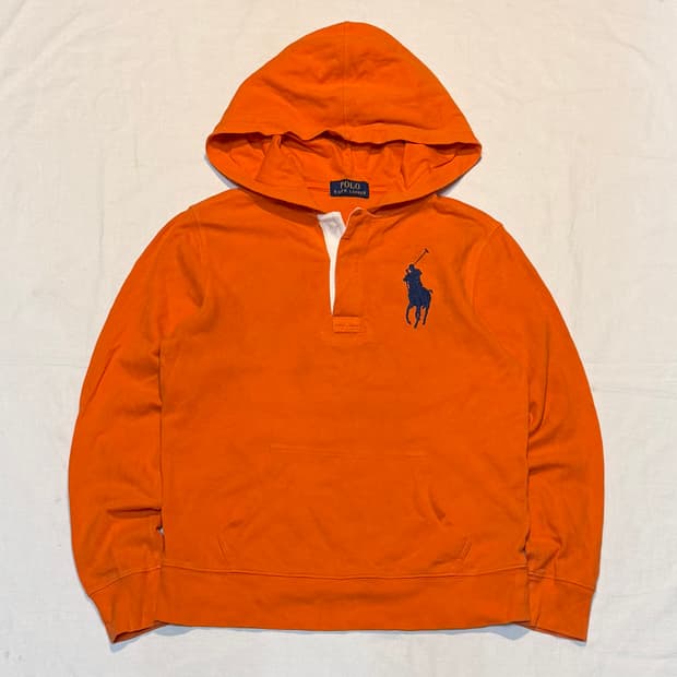 희귀) 폴로 랄프로렌 헨리넥 럭비 후드티 오렌지