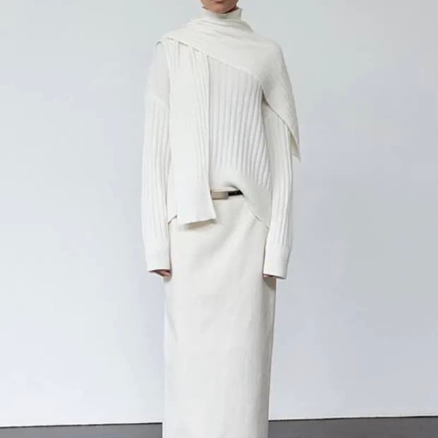 le17septembre 리브드 니트 머플러 세트