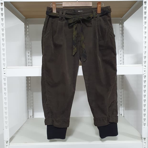 (y2k) BNX 카키 코듀로이 카프리 팬츠