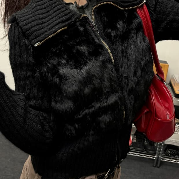 올드 빈티지 퍼 후드 다운 패딩