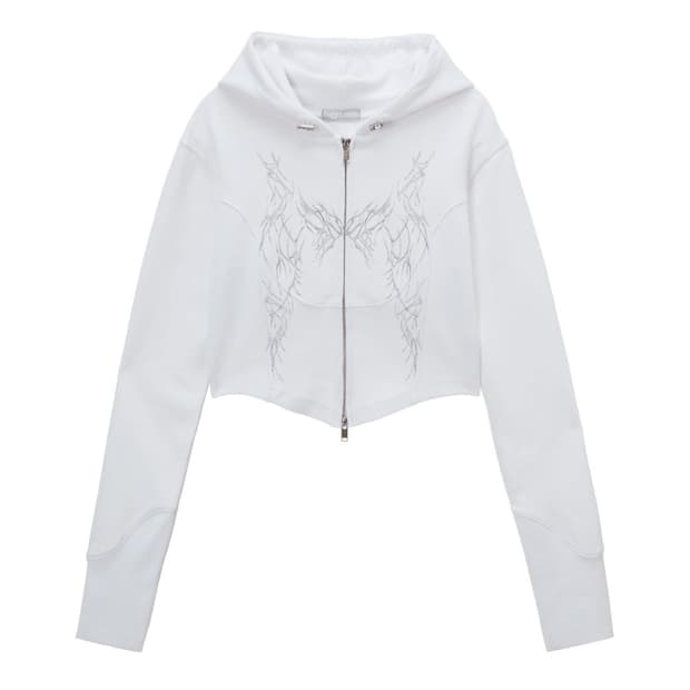 허그유어스킨 슬림 후디 집업 화이트