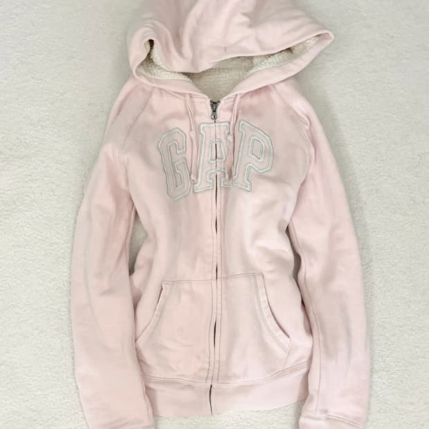 gap 딸기우유 글리터 양털 퍼 후드집업 갭후드집업 히메갸루라떼갸루