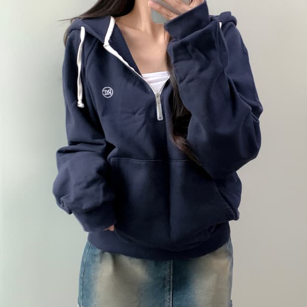 렉토 반집업 후드티