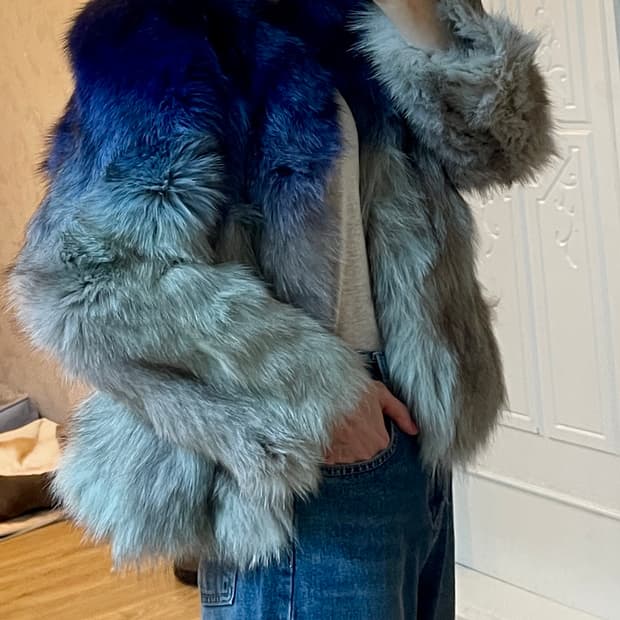 그라데이션 리얼 라쿤 퍼 자켓 M사이즈