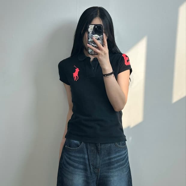 폴로 랄프로렌 빅포니 블랙 피케 반팔 카라 티셔츠