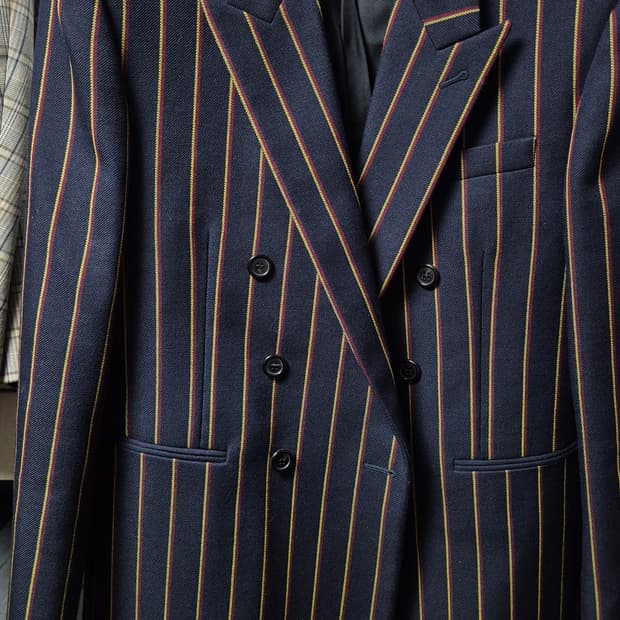 생로랑 스트라이프 더블 블레이져