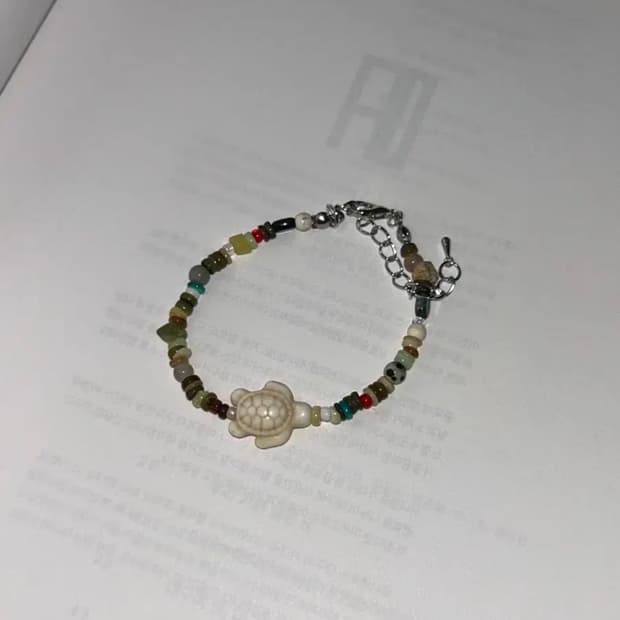 빈티지 비즈 블루 거북이 팔찌 / blue turtle bracelet