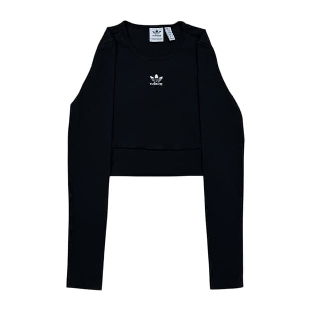 아디다스 딱붙핏 여성 에센셜 립 롱슬리브 긴팔티 블랙 S